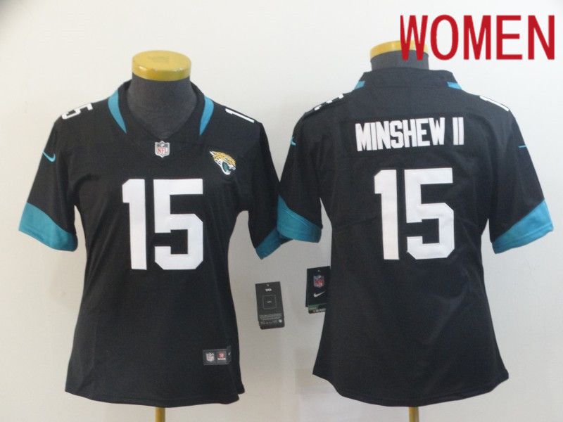 Women Jacksonville Jaguars 15 Minshew ii Black Nike Vapor Untouchable Limited Player NFL Jerseys